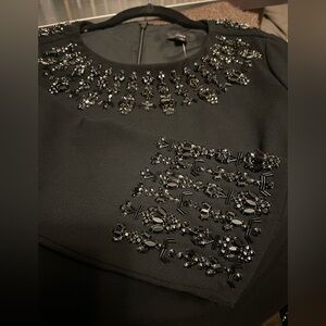 JCREW NWT Navy Black Long Sleeve Dress with Jewels